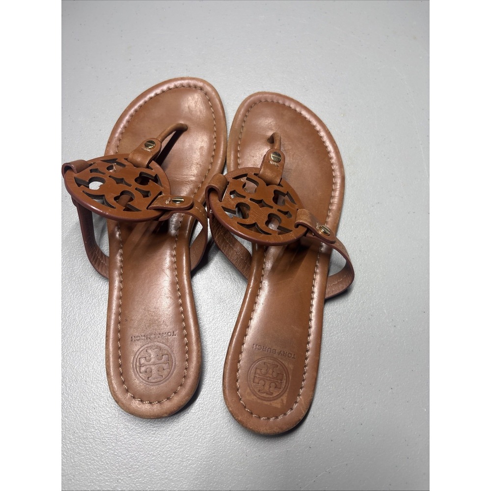 Tory Burch Miller Leather Sandals Vintage Vachetta Size 8 Women's Brown